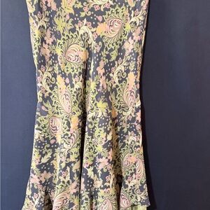 CAbi Black Paisley A-Line Reversible Skirt with Pink & Lime Accents